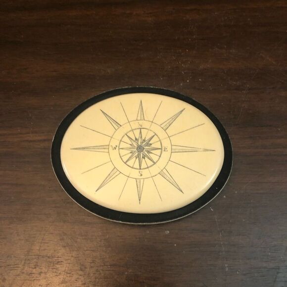 Antique Marble Oval Scrimshaw Lidded Box Trinket Box 1920s Comoy’s of London - Picture 7 of 10